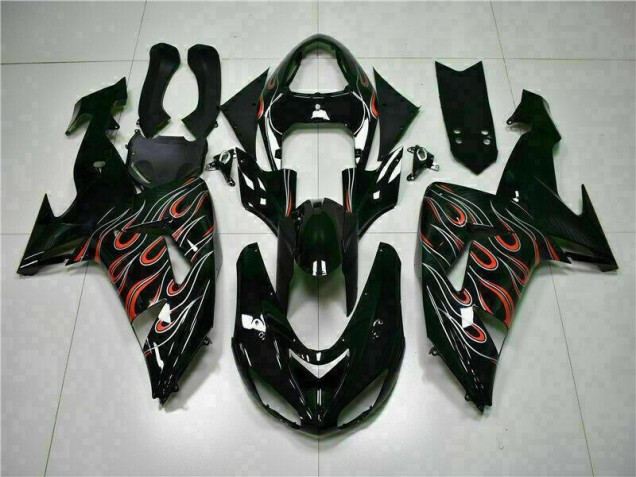 Schwarz rote Flamme 2006-2007 ZX10R Motorrad Verkleidungen Schwarz rote Flamme 2006-2007 ZX10R Motorrad Verkleidungen