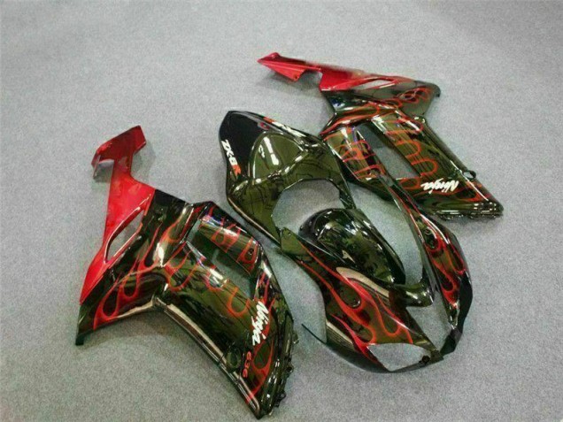 Schwarz rote Flamme 2007-2008 ZX6R Motorrad Verkleidung