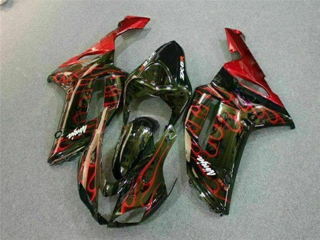 Schwarz rote Flamme 2007-2008 ZX6R Motorrad Verkleidung