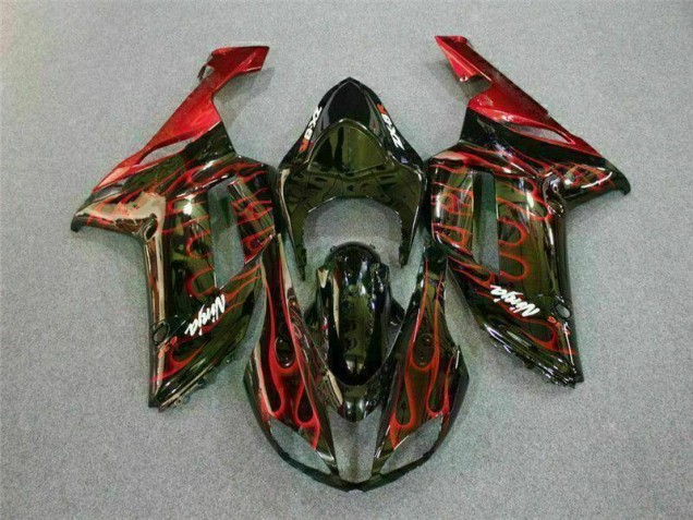 Schwarz rote Flamme 2007-2008 ZX6R Motorrad Verkleidung