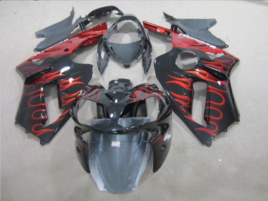 Schwarz rote Flamme 2007-2008 ZX6R Motorrad Verkleidungen