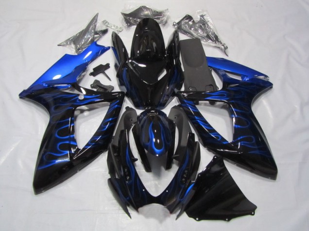 Schwarze Blau Flamme 2006-2007 GSXR 750 Motorrad Verkleidung Schwarze Blau Flamme 2006-2007 GSXR 750 Motorrad Verkleidung