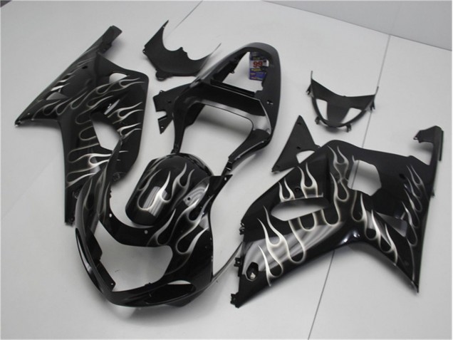 Schwarze weiße Flamme 2001-2003 GSXR 600/750 Motorrad Verkleidung Schwarze weiße Flamme 2001-2003 GSXR 600/750 Motorrad Verkleidung