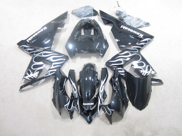 Schwarze weiße Flamme 2003-2005 ZX10R Motorrad Verkleidung Schwarze weiße Flamme 2003-2005 ZX10R Motorrad Verkleidung