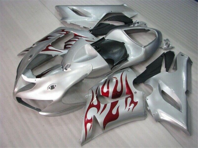 Silber Rot Flammen 2005-2006 ZX6R Motorrad Verkleidung Silber Rot Flammen 2005-2006 ZX6R Motorrad Verkleidung