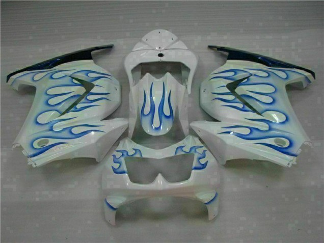 Weiß Blau Flamme 2008-2012 EX250 Motorrad Verkleidung Weiß Blau Flamme 2008-2012 EX250 Motorrad Verkleidung