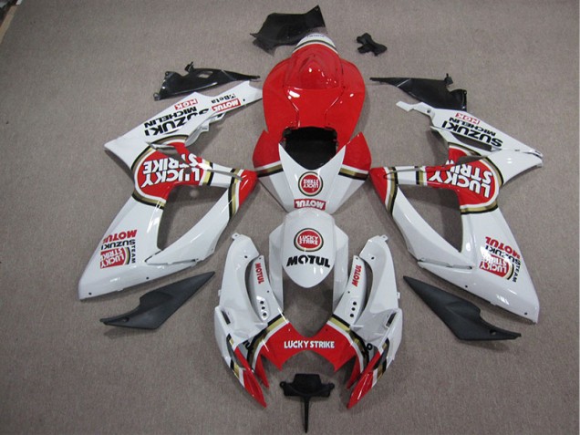 Weiß Lucky Strike Rot Motul 2005-2006 GSXR 1000 Motorrad Verkleidung Weiß Lucky Strike Rot Motul 2005-2006 GSXR 1000 Motorrad Verkleidung