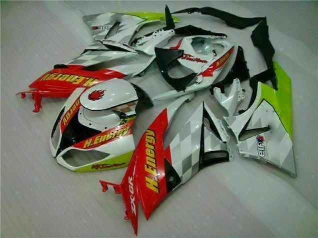 Weiß Rot H. Energy 2009-2012 ZX6R Motorrad Verkleidung Weiß Rot H. Energy 2009-2012 ZX6R Motorrad Verkleidung