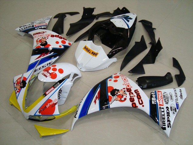 Weiß Schwarz Pepe Phone 2009-2011 YZF R1 Motorrad Verkleidung