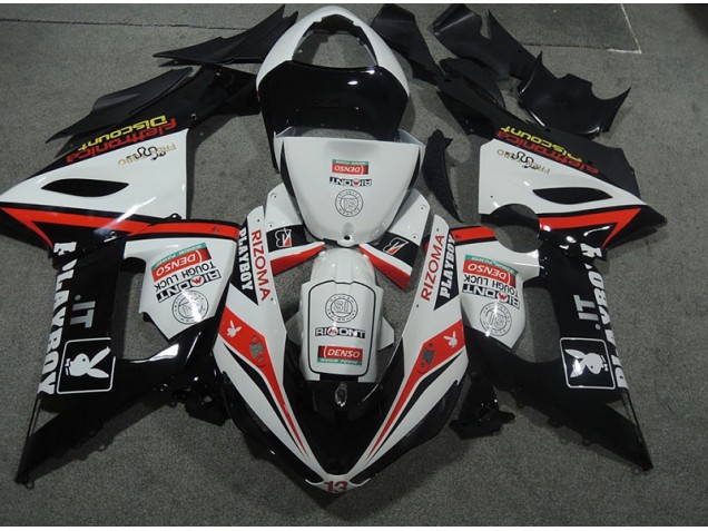 Weiß Schwarz Rizoma Playboy 2005-2006 ZX6R Motorrad Verkleidung Weiß Schwarz Rizoma Playboy 2005-2006 ZX6R Motorrad Verkleidung